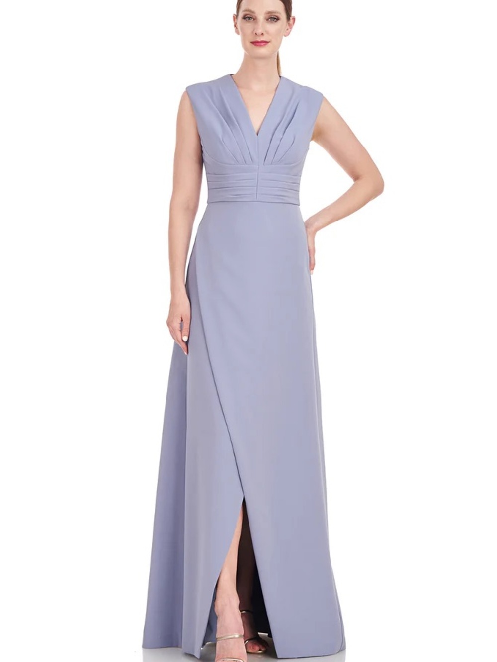 Kay Unger Sleeveless V-Neck Lilac Maxi Gown
